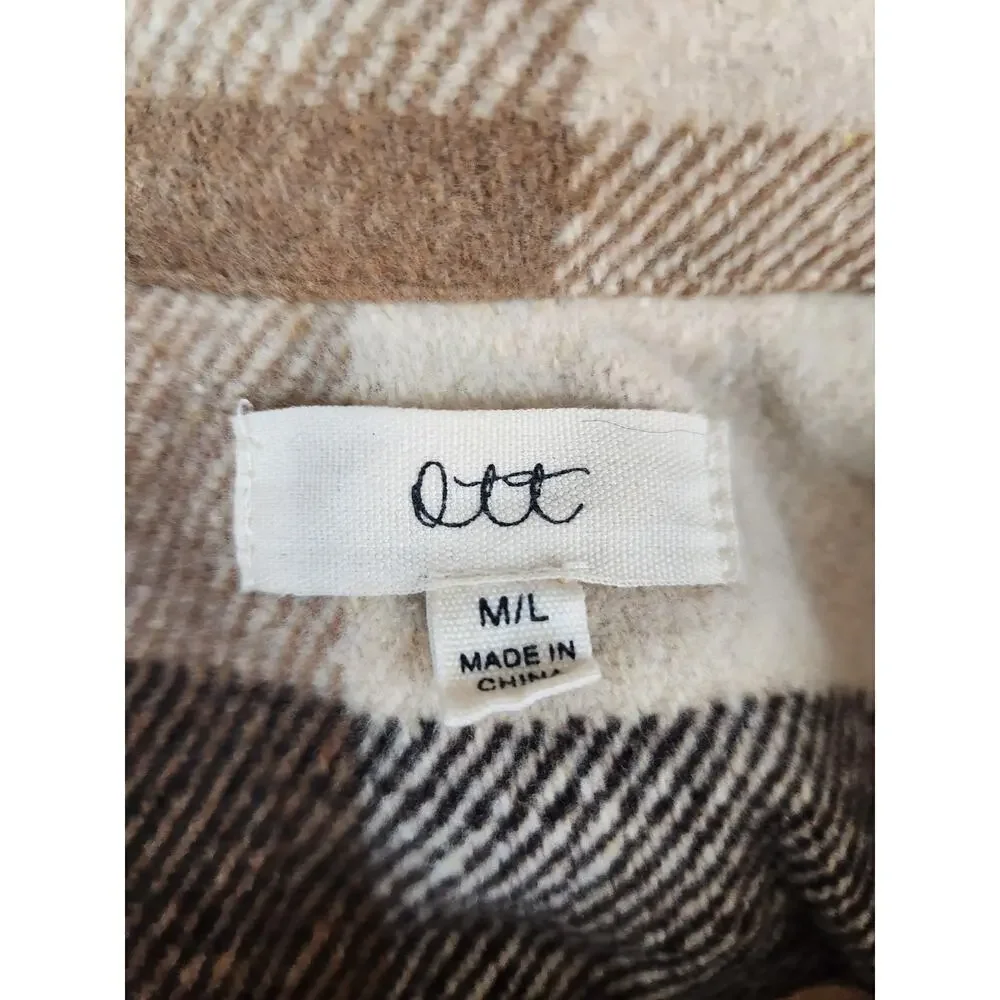 Ott women's shacket sz M/L oversized shirt button front browns‎ lined